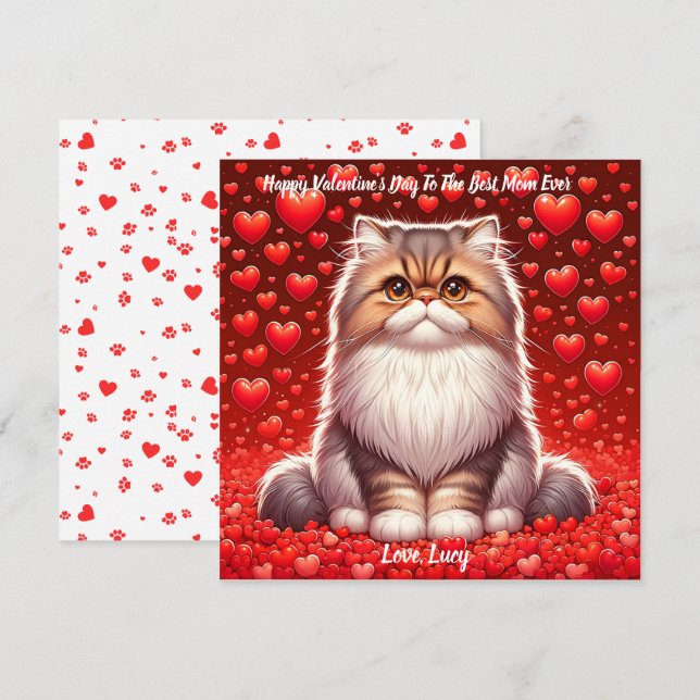 Perserkatten Valentine Purr Julkort (Fram/baksida)