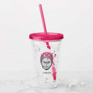 Perserkattmotorcykelryttaren tillfogar ditt namn take away mugg