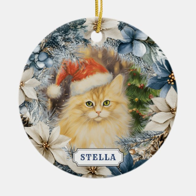 Perserkatts keramiska cirkelornament julgransprydnad keramik (Framsidan)