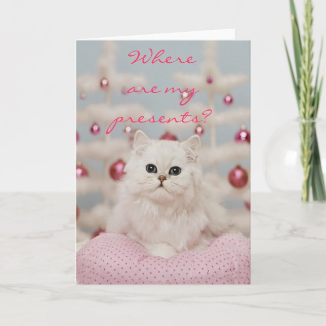 Perserkattsitta på rosor kudder helgkort (Framsida)