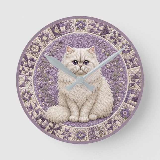 Perserkattsquilt  rund klocka (Framsida)