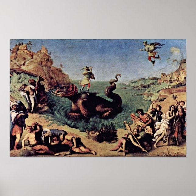 Perseus Freed Andromeda av Piero Di Cosimo Poster (Framsidan)