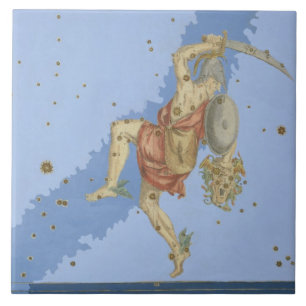 Perseus med huvudet av medusaen, från 'Uranometri Kakelplatta