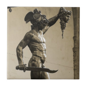 Perseus med huvudet av medusaen kakelplatta