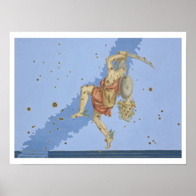 Perseus med ledaren för Medusa, från Uranometria Poster (Framsidan)