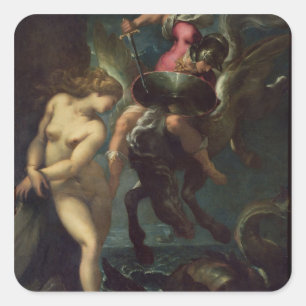Perseus och Andromeda, c.1610 (olja på kanfas) Fyrkantigt Klistermärke