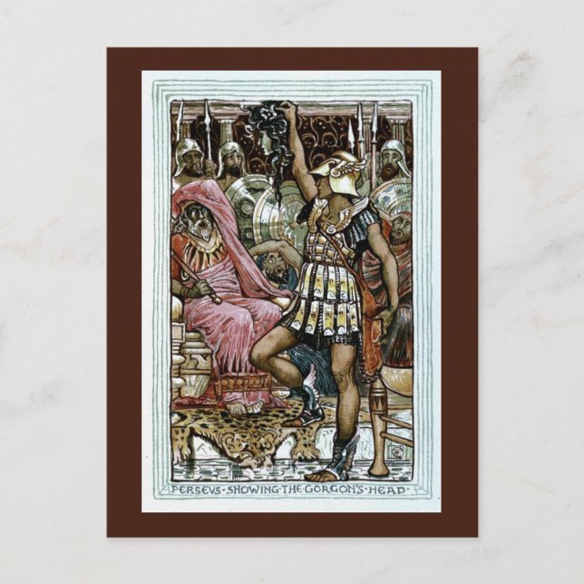 Perseus som visar Gorgons huvud Vykort (Framsida)