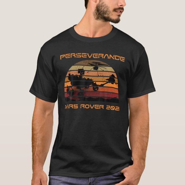 Perseverance Mars Rover 2021 Ingenuity Retro Vinta T Shirt (Framsida)