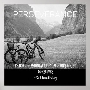 Perseverance Mountains och Cycling Schweiz Poster