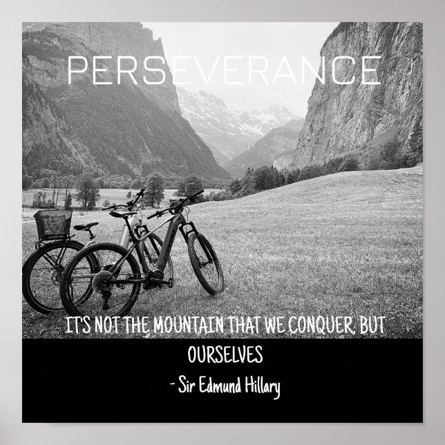Perseverance Mountains och Cycling Schweiz Poster (Framsidan)