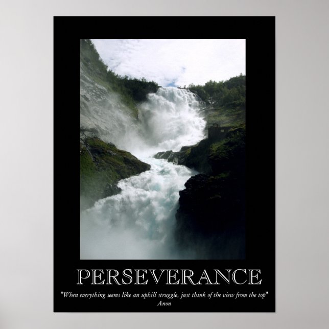 Perseverance Waterfall Motivering Poster (Framsidan)