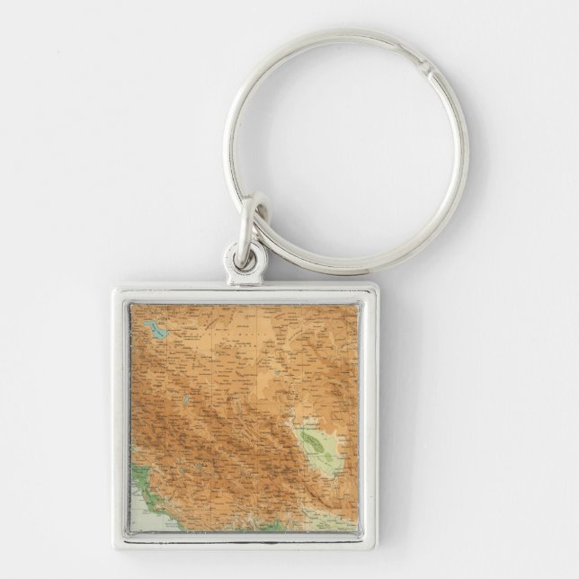 Persia 2 fyrkantig silverfärgad nyckelring (Framsidan)