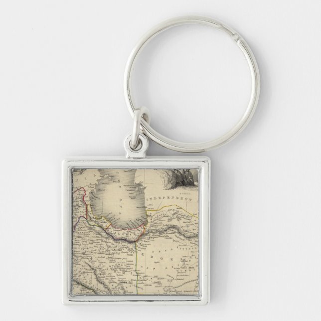 Persia 6 fyrkantig silverfärgad nyckelring (Framsidan)