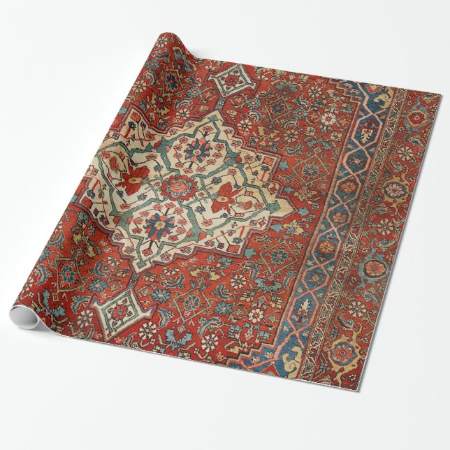 Persia Bijar Royal Red Blue Grönt  Presentpapper (Utrullad)