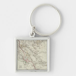 Persia, det ottomanska imperiet fyrkantig silverfärgad nyckelring