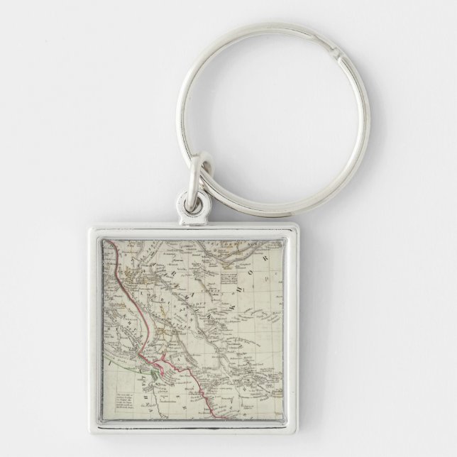 Persia, det ottomanska imperiet fyrkantig silverfärgad nyckelring (Framsidan)