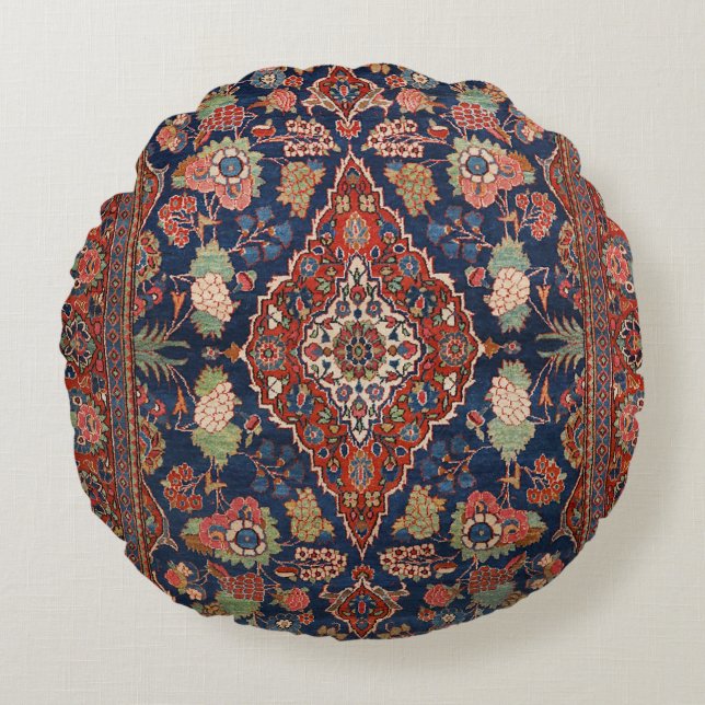 Persia Kashan Lattice Red Medallian  Rund Kudde (Framsidan)
