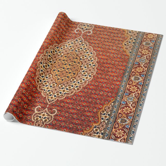 Persia Red Blue Orange Gult Presentpapper (Utrullad)