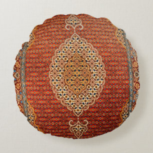 Persia Red Blue Orange Gult Rund Kudde