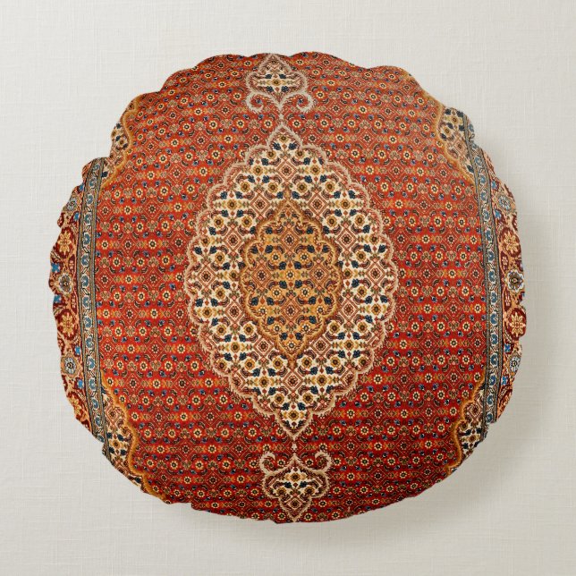 Persia Red Blue Orange Gult  Rund Kudde (Framsidan)