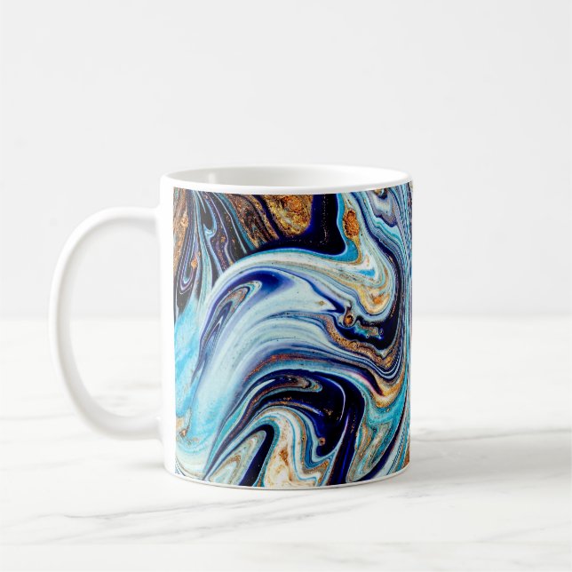 Persian Blue Agate: Oriental Luxurious Struktur Kaffemugg (Vänster)