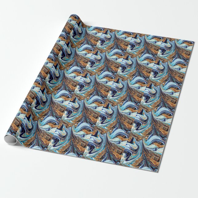 Persian Blue Agate: Oriental Luxurious Struktur Presentpapper (Utrullad)