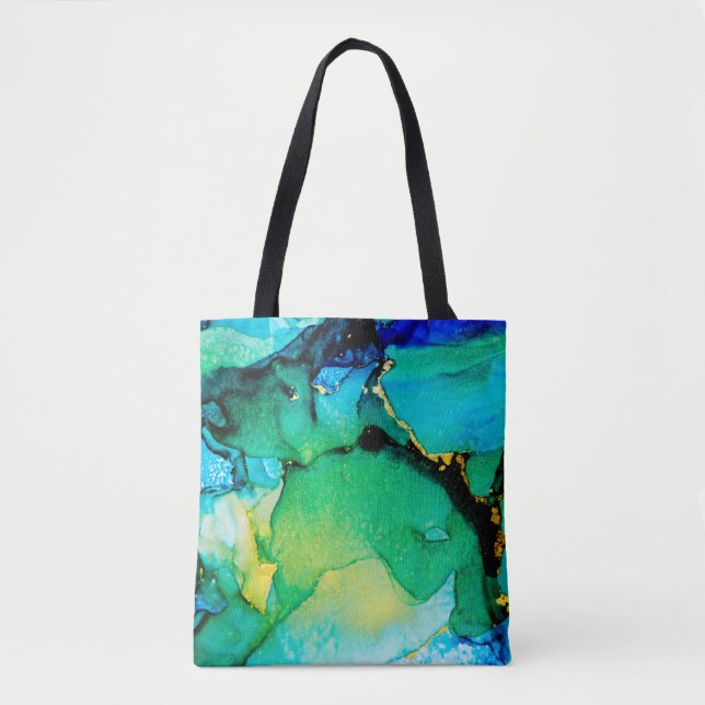 PERSIAN BLUE, chartreuse grönt. Mycket vacker kons Tygkasse (Framsida)