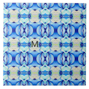 Persian Blue Mönster med geometriska former Kakelplatta