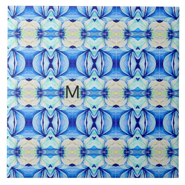 Persian Blue Mönster med geometriska former Kakelplatta (Framsidan)