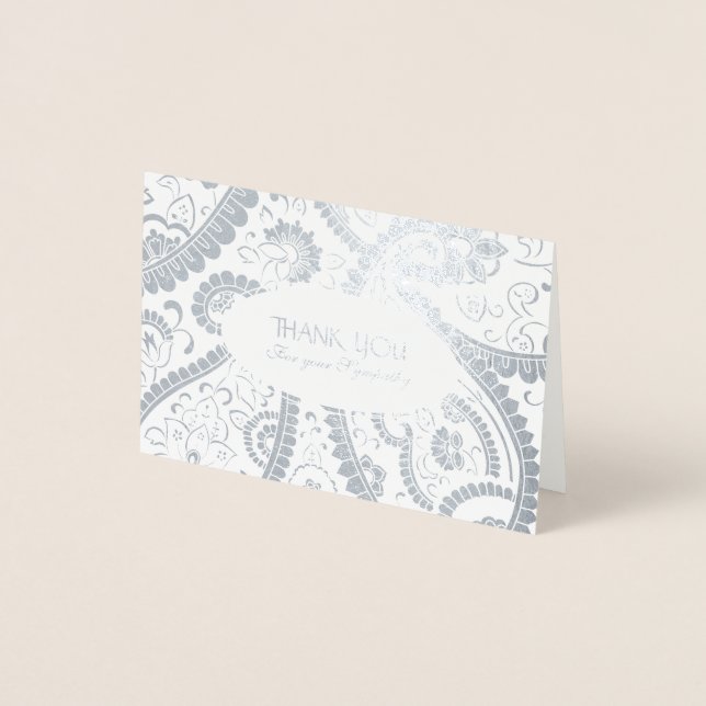 Persian Boteh Paisley Mönster Sympathy Tack Folierat Kort (Framsida)