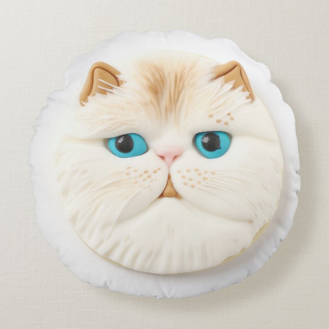 Persian Cat 3D Inspired Rund Kudde (Framsidan)