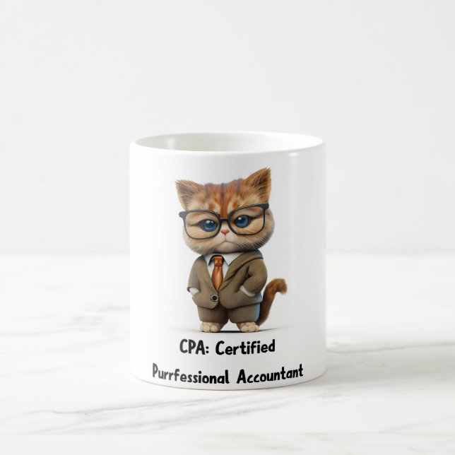 Persian Cat Accountant Mug — Funny Office Gift  Kaffemugg (Center)