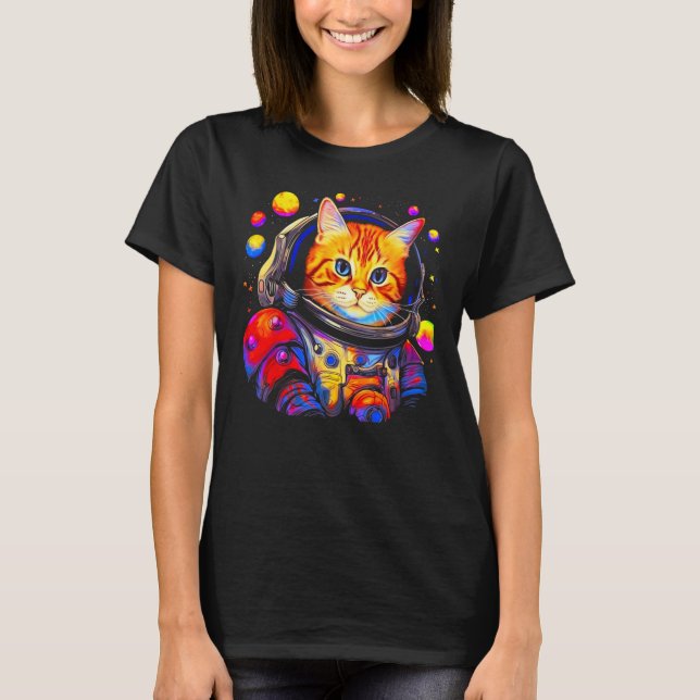 Persian Cat Astronaut T Shirt (Framsida)