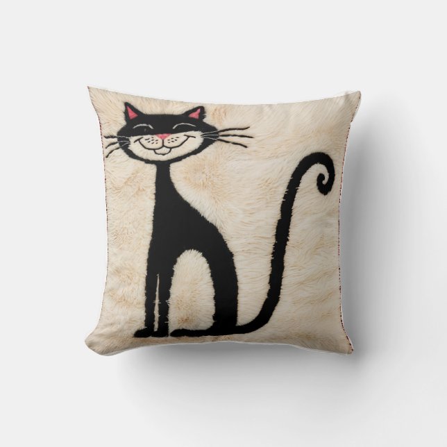 Persian Cat Black and White Kilim Cushions Kudde (Framsida)