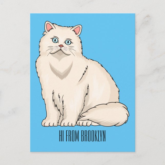 Persian cat cartoon illustration vykort (Framsida)