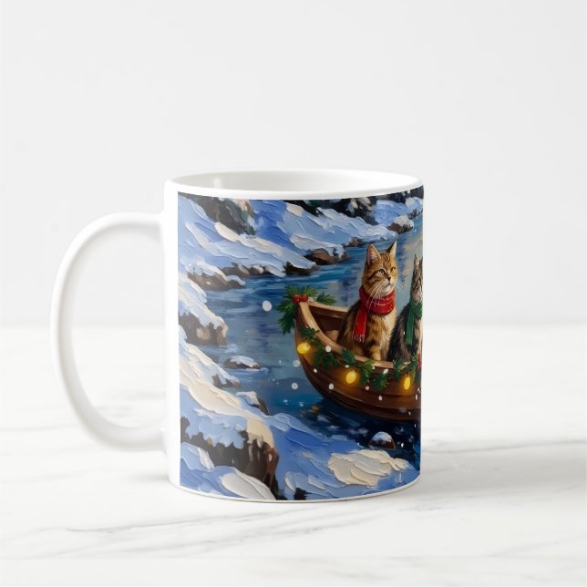 Persian Cat Christmas Boat Holiday Kaffemugg (Vänster)