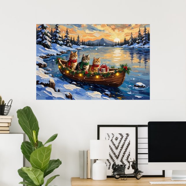 Persian Cat Christmas Boat Holiday Poster (Hemmakontoret)