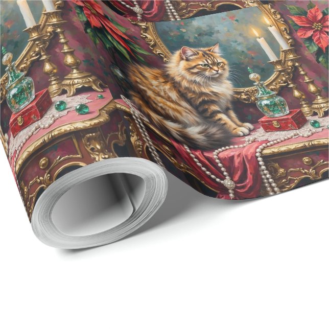 Persian Cat Christmas Velvet Vanity Holiday Presentpapper (Rulle Hörn)