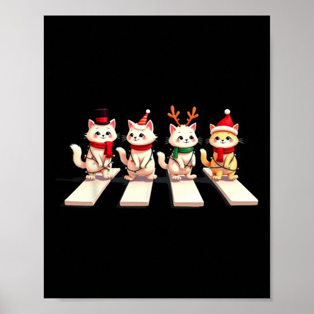 Persian Cat Crossing Road Julafton Poster (Framsidan)