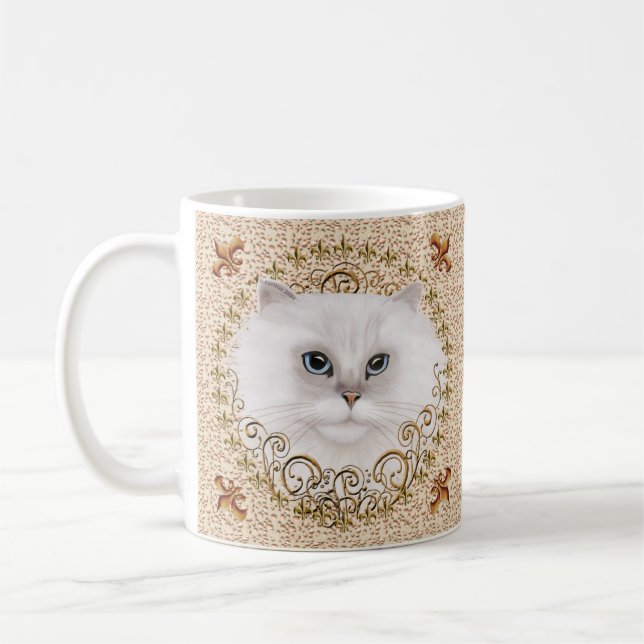 Persian Cat Fleur De Lis Mugg (Vänster)