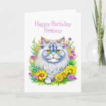 Persian Cat Flowers Personlig Birthday