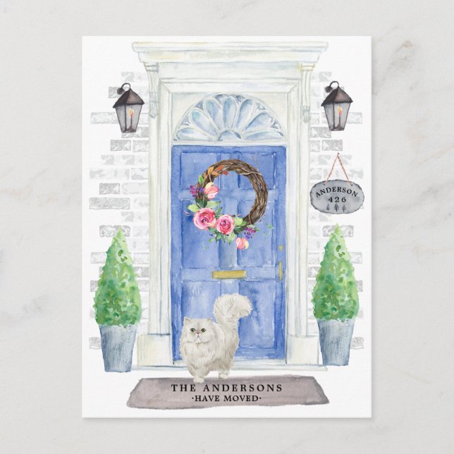 Persian Cat Flytta Announement Postcard Vykort (Framsida)