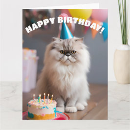Persian Cat Födelsedagsfest Kort
