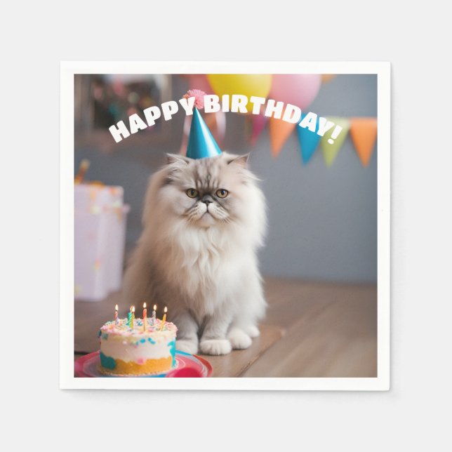 Persian Cat Födelsedagsfest Pappersservett (Framsidan)