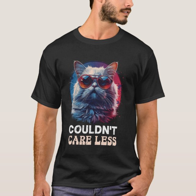 Persian Cat Funny KUNDE INTE CARE LESS Coola Vinta T Shirt (Framsida)