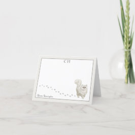 Persian Cat Grått Gräns Monogram Namn-vikt Tack Kort