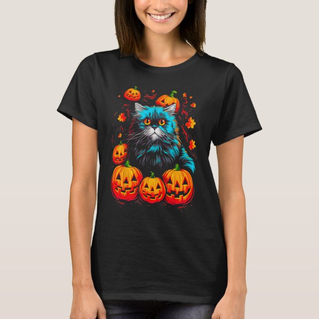 Persian Cat Halloween T Shirt (Framsida)