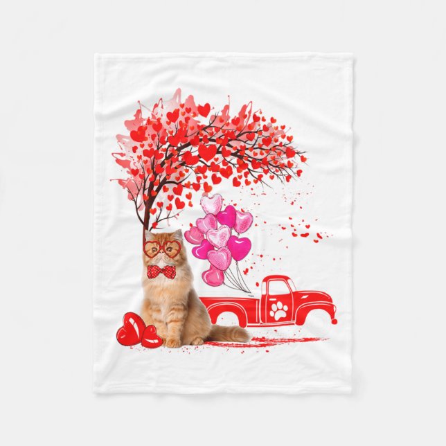 Persian Cat Heart Tree Valentines Day  Fleecefilt (Framsidan)