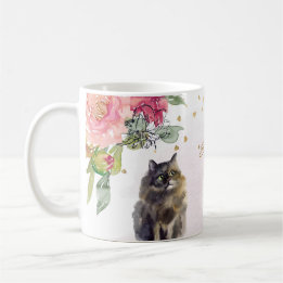 Persian Cat Illustration Guld Glitter Girl Anpassn Kaffemugg