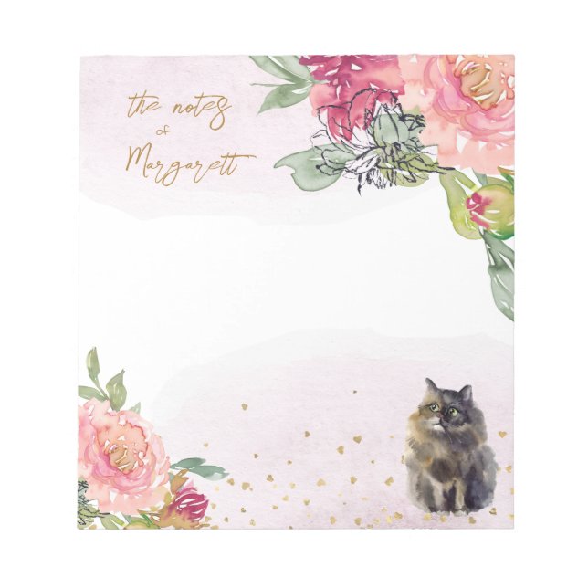 Persian Cat Illustration Rosa Girl Girl Daily Acti Anteckningsblock (Framsida)